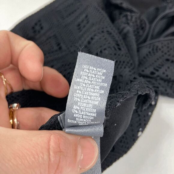 Aerie Womens One-Piece Swimsuit Crochet Lined Crisscross Black Size Medium - Picture 8 of 8